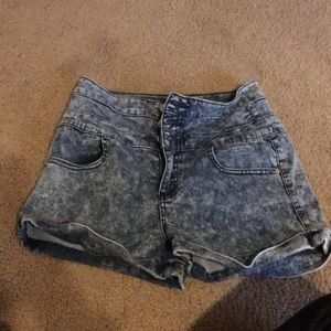 Acid wash shorts
